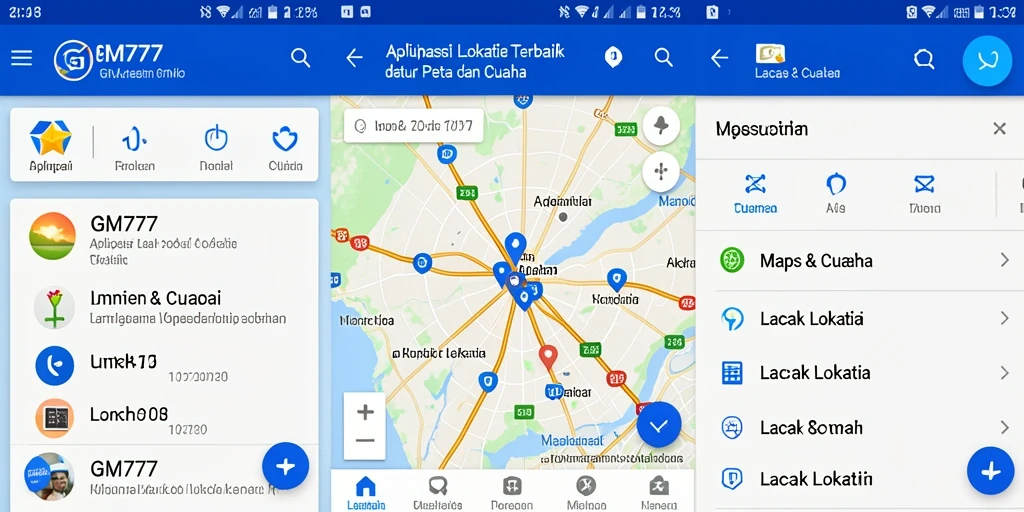 Tampilan antarmuka GM777 dengan fitur Lacak Lokasi yang intuitif.