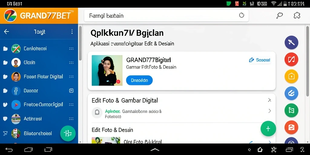 Antarmuka menarik dari aplikasi GRAND77BET untuk edit gambar digital.