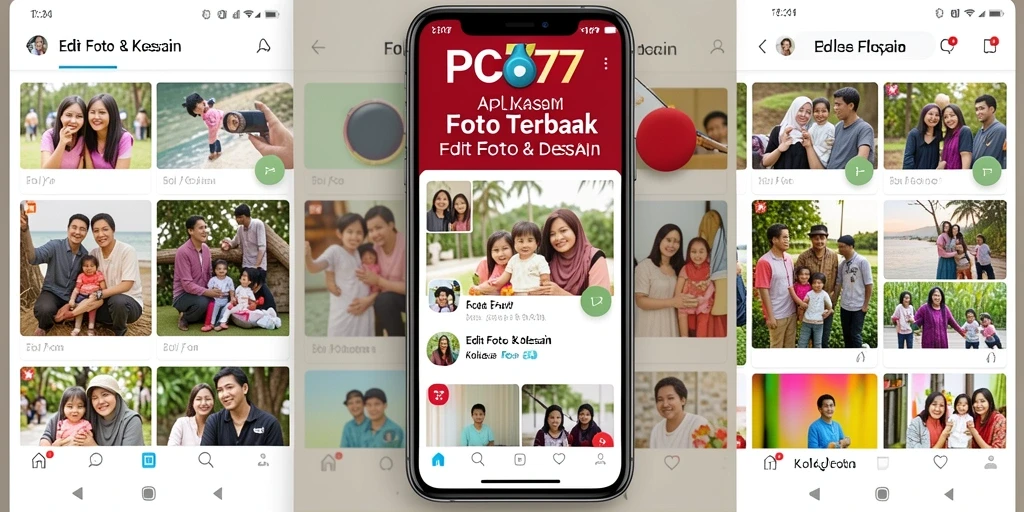 Antarmuka aplikasi PC777 untuk membuat kolase foto yang menarik.