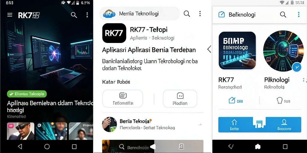 Tampilan antarmuka RK77 dengan berita teknologi terkini.