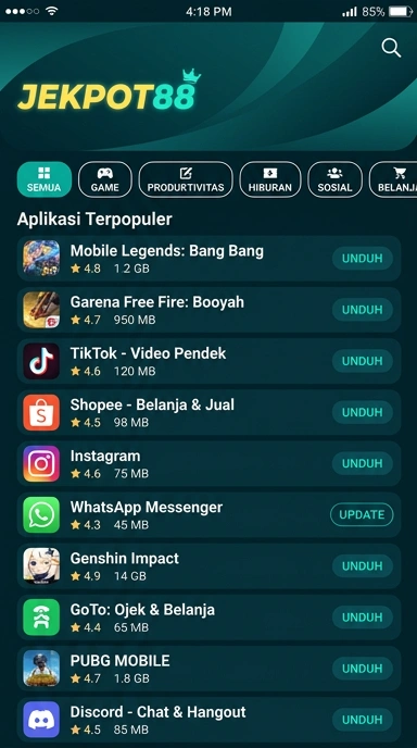 Aplikasi Populer & Kanal Uji Terbaik — jekpot88